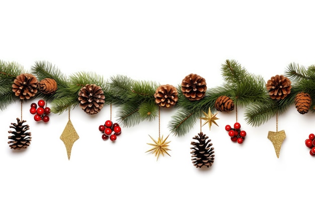 Photo festive christmas garland isolated on white background