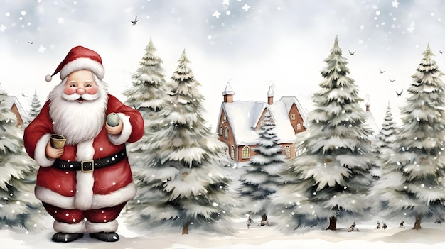 Festive Christmas Holiday Waterverf illustratie Banner afbeelding