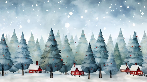 Festive Christmas Holiday Waterverf illustratie Banner afbeelding