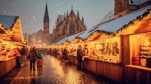 Festive christmas market gifts galore at stalls