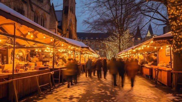 Festive Christmas Market with Stalls
