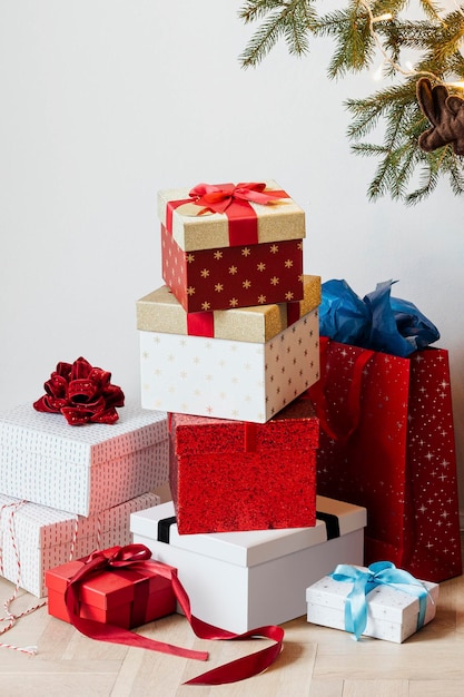 Festive Christmas presents on the floor