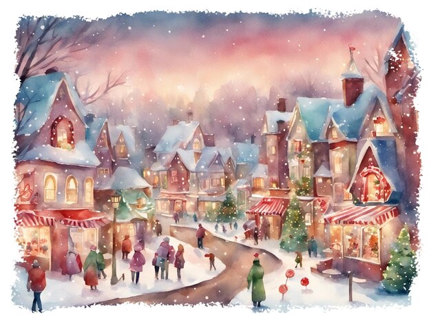 Festive Christmas Towns Illustration