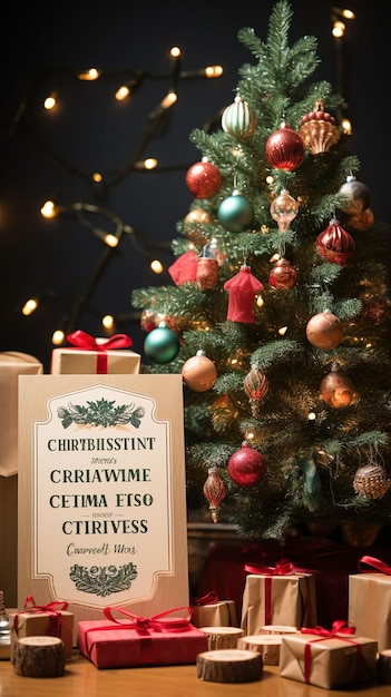 Festive Christmas Tree and Gifts on White Background