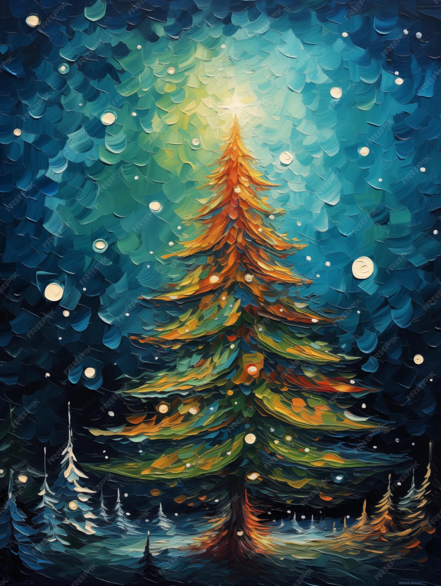 Premium AI Image Festive Christmas Tree Masterpiece By A World Famous the-painting-techniques-of-famous-artists-1st-art-gallery