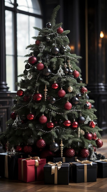 Праздничная рождественская елка с подарками под ней Рождественский волшебный праздник Рождественская мечта