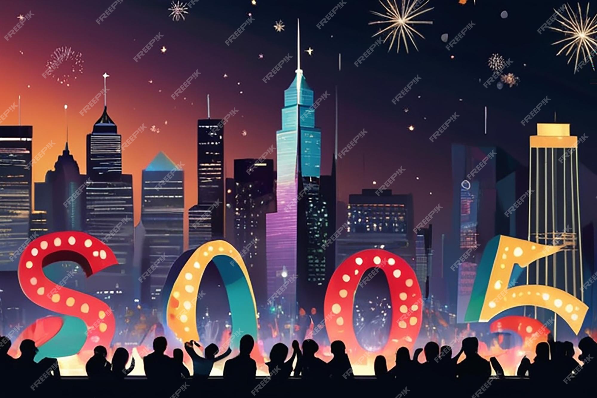Premium Photo | Festive City Skyline for 2025 Celebration