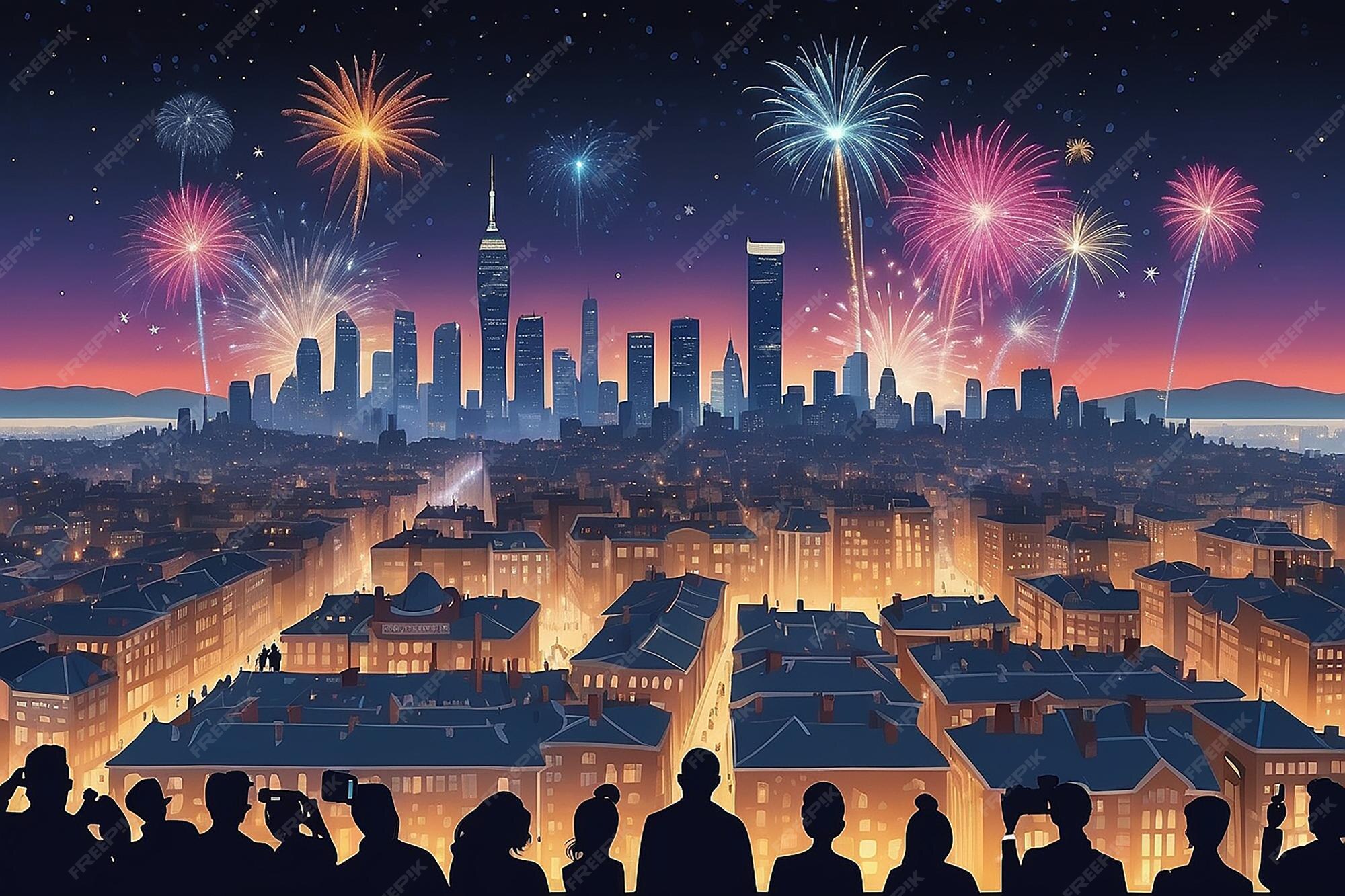 Premium Photo | Festive City Skyline for 2025 Celebration