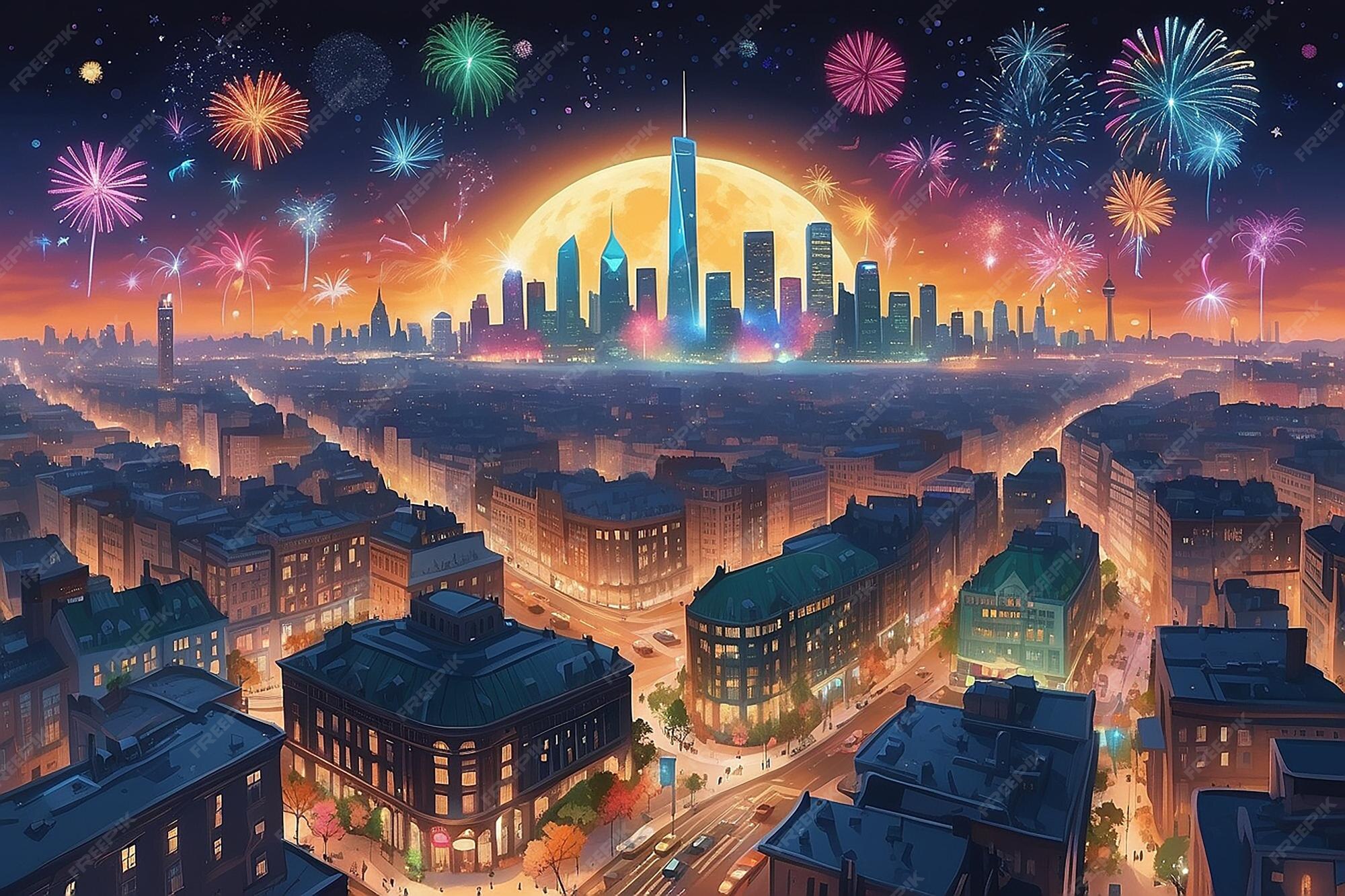 Premium Photo | Festive City Skyline for 2025 Celebration