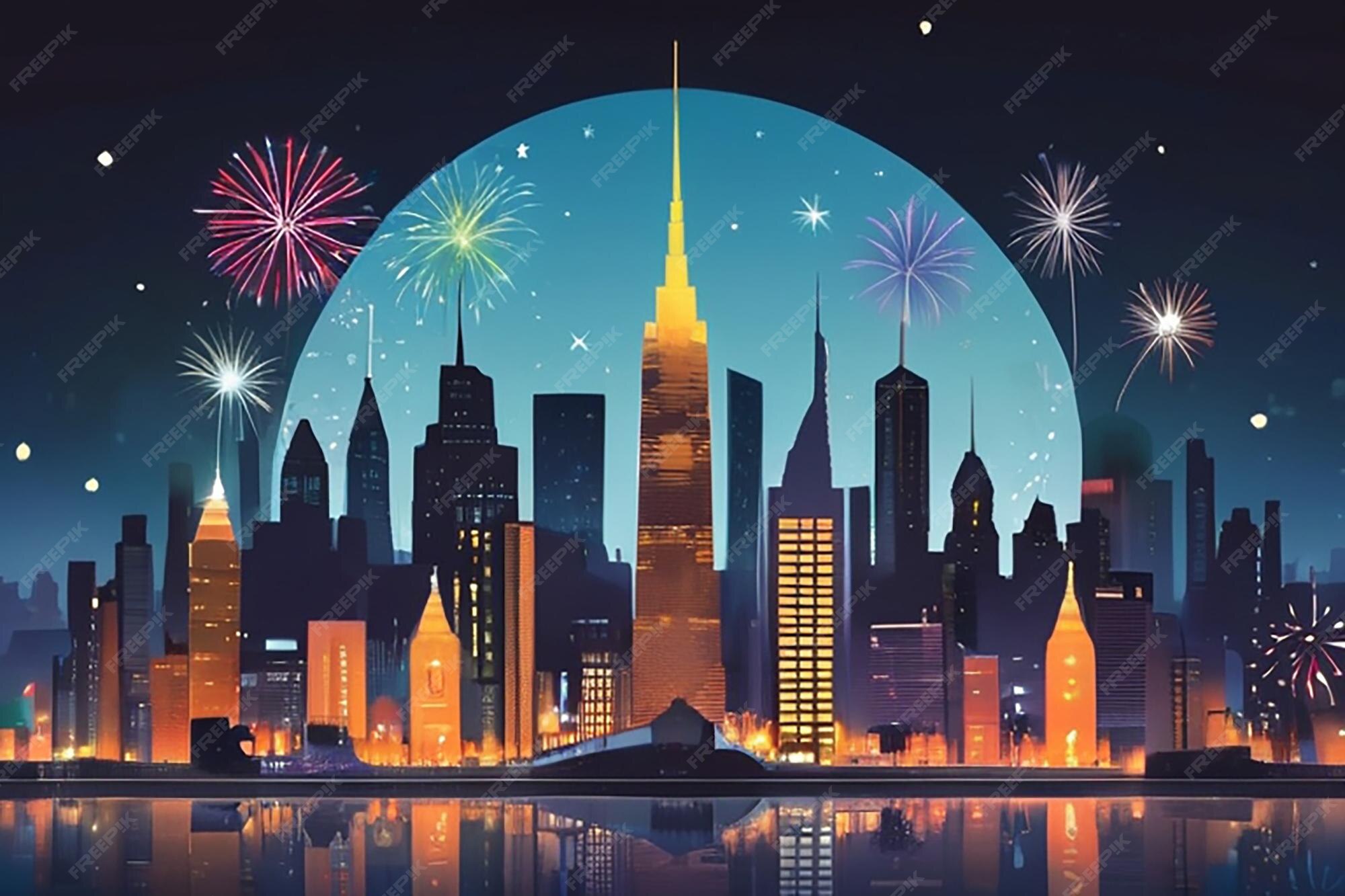 Premium Photo | Festive City Skyline for 2025 Celebration