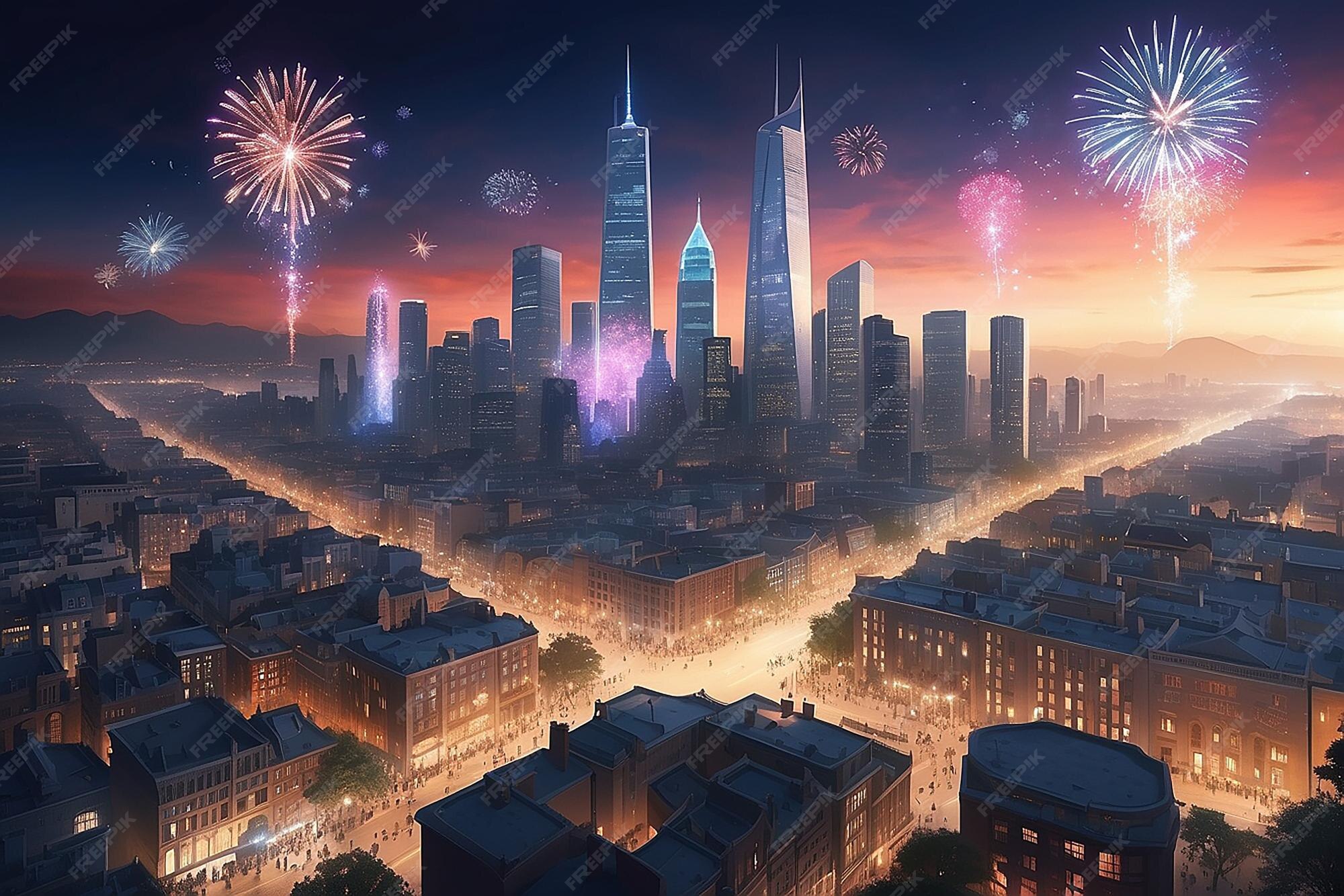 Premium Photo | Festive City Skyline for 2025 Celebration