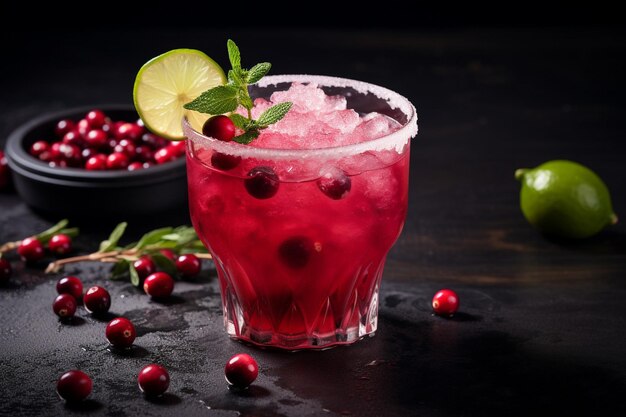 A festive cocktail made with cranberry juice and champagne