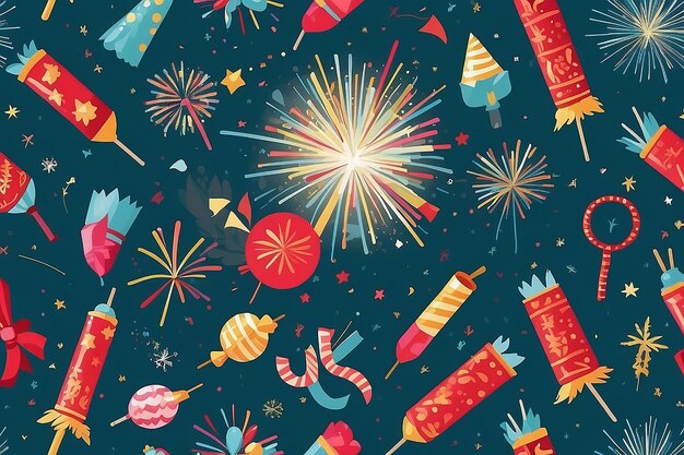 Foto simboli di capodanno di collage festivo con poppers e sparklers