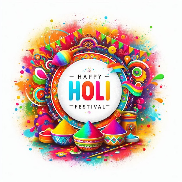 Foto poster festivo e colorato per il festival di holi colore del festival