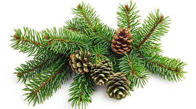 Festive composition with fir tree branches isolated Generative Ai