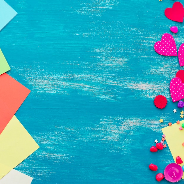 Festive confetti background heart candy color saturated.