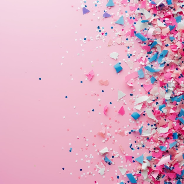 Photo festive confetti on pink background