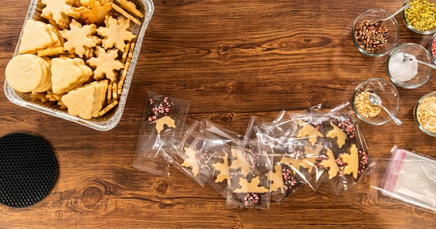 Festive cookie packaging with chocolatedipped christmas delights