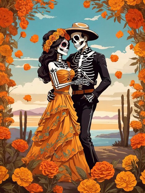 Photo festive day of the dead celebration artwork vibrant day of the dead vector illustration