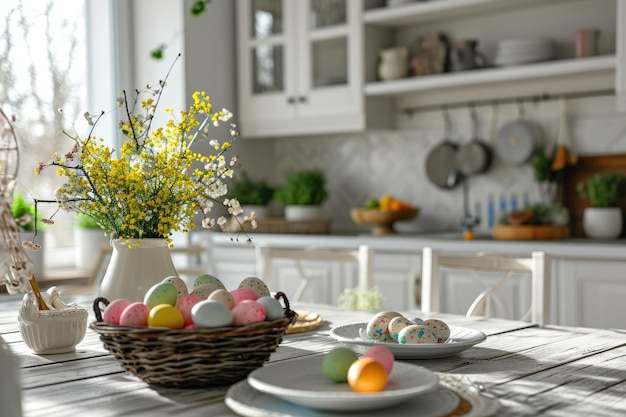 Festive decoration of the easter kitchen