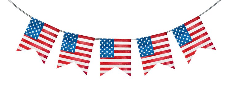Photo アメリカ国旗の国旗の色で描かれたお祭りの装飾。