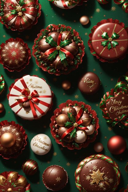 Premium AI Image  Festive Delights Christmas Sweets Wallpaper Collection