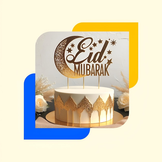 Foto il dessert festivo decorato con l'eid mubarak