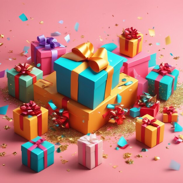 A festive discount coupon events confetti with gifts and coupons