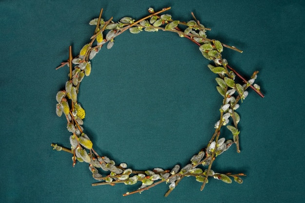 Festive easterly willow branching in the form of a circle a texture