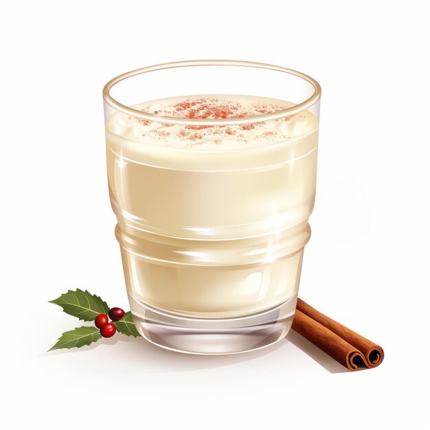 Festive Eggnog Delight with Clipart on a Classic White Background