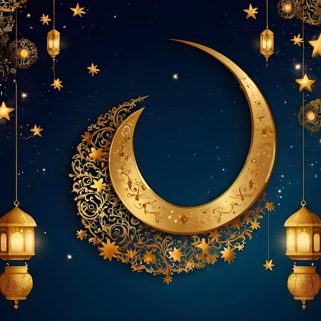 Festive Eid 2024 Majestic Moon Over Islamic Landmarks