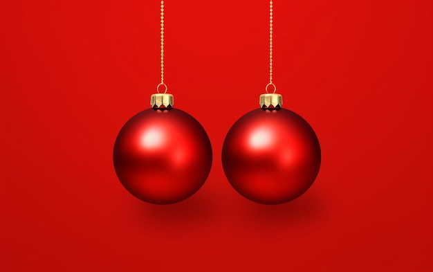 Photo festive elegance realistic christmas balls on red background