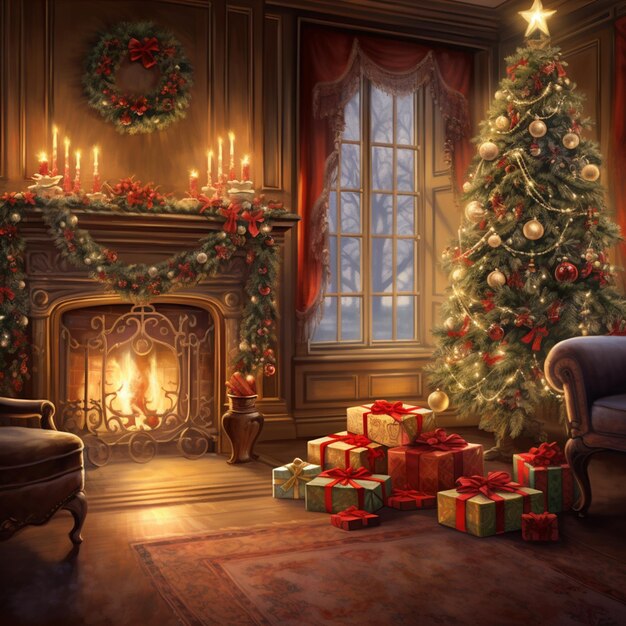 Premium AI Image  Festive and enchanting Christmas background that captures the spirit of the 