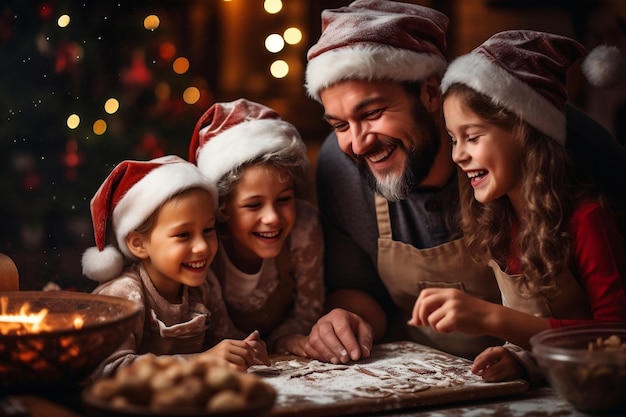 Foto festive family baking ia generativa