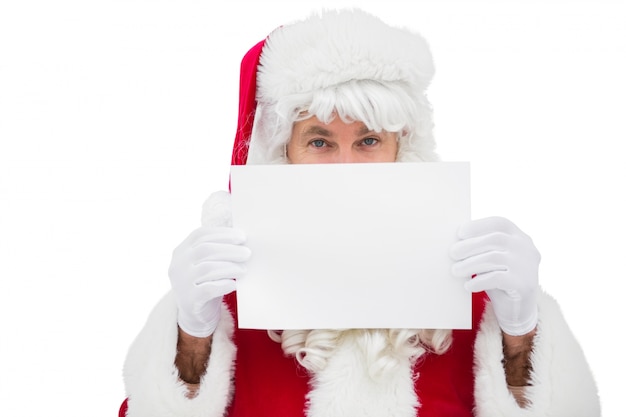 Photo festive father christmas holding page