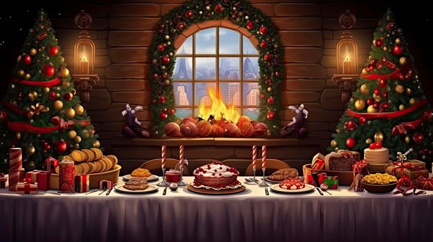 Premium AI Image  for of Festive Feast a grand Christmas games