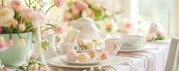 A Festive Feast The Perfect Easter Brunch Table with Pastel Decor and Spring Flowers