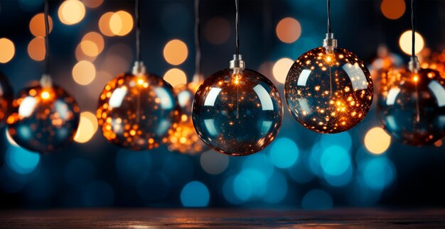 Foto festive felgekleurde kerstkrans op wazige bokeh achtergrond nieuwjaarsbanner ai gegenereerde afbeelding