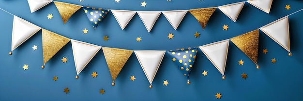 Festive Fervor Vibrant Party Flags Against a Cheerful Backdrop Ready to Brighten Any Celebration or Event