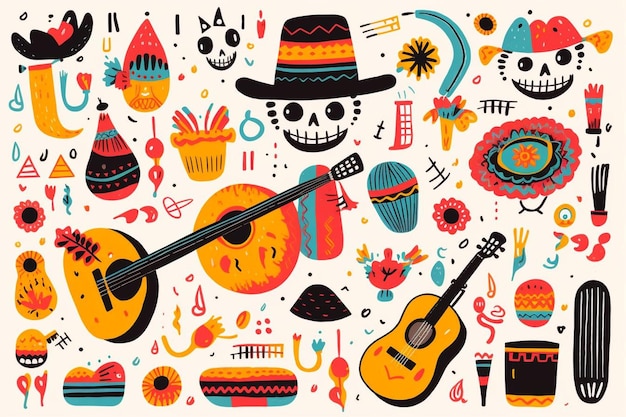 Foto festive fiesta doodles disegno di immagine