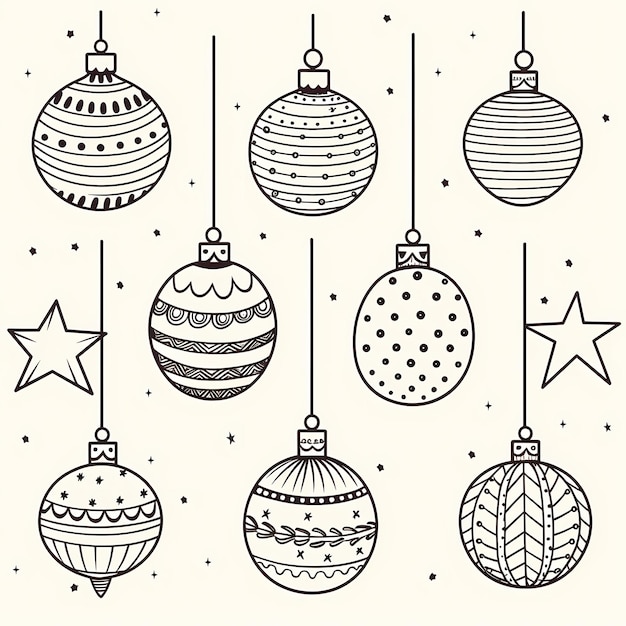 Festive Fir Christmas Tree Coloring Page for Beginners with Ornaments