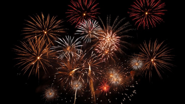 Festive firework salute burst isolated on a black background