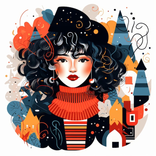 Festive Flair A Charming Christmas Illustration Inspired by Fashion Textures and Abstract Memphis