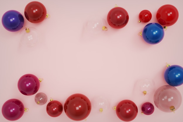 Festive frame made of Christmas balls and sequins