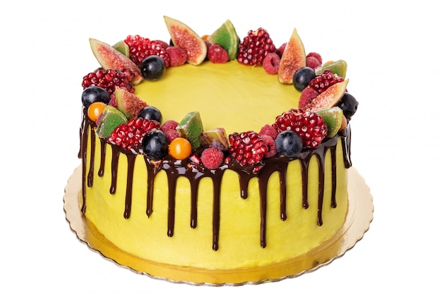 Torta di frutta festiva a base di ornamenti dolci il giorno della nascita.