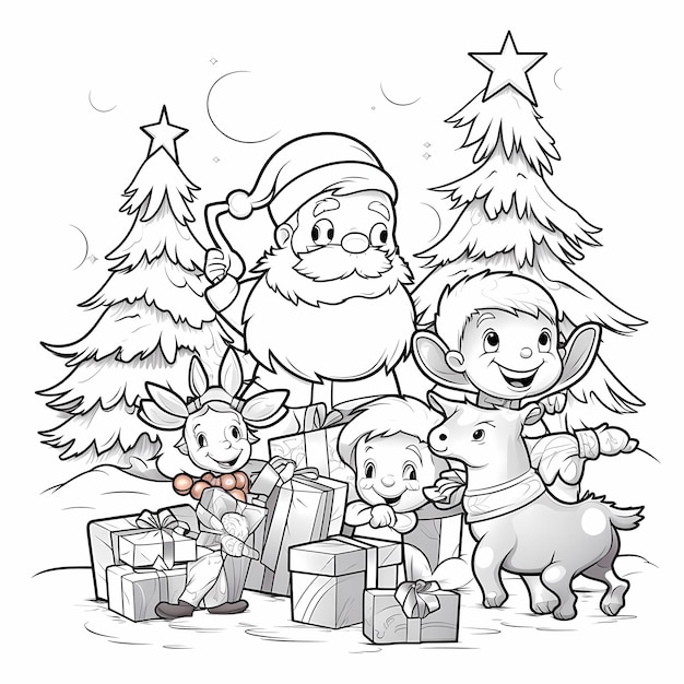 Праздничное развлечение для начинающих. Супер милая рождественская раскраска с Санта-Клаусом.