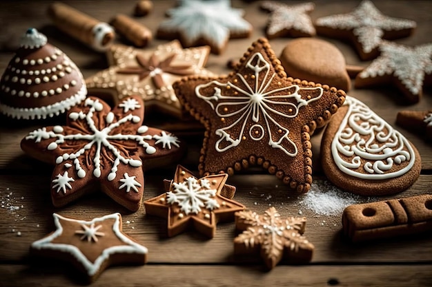 Festive gingerbread biscuits during Christmas