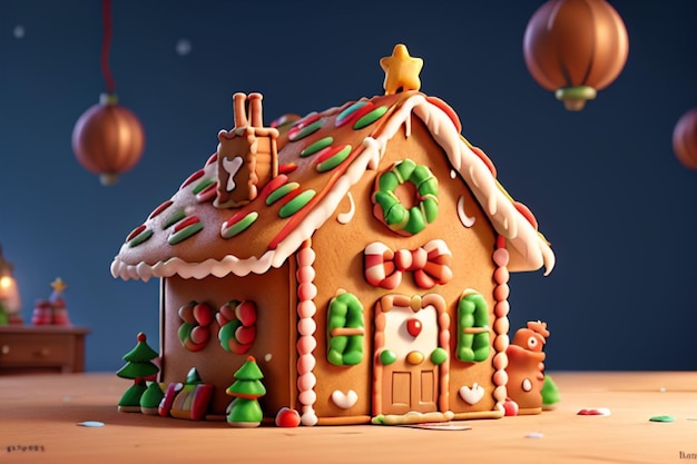 Festive Gingerbread Shop Christmas ai generated