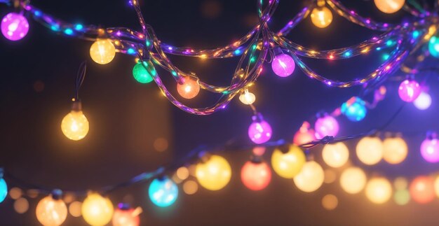 Photo festive glow realistic christmas lights bright garland light stock photo