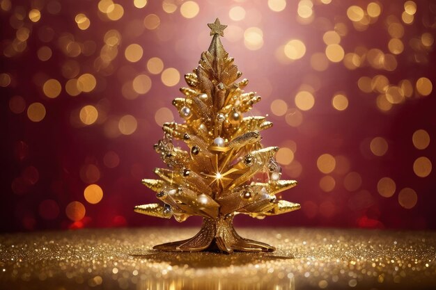 Фото Праздничное золотое украшение рождественской елки